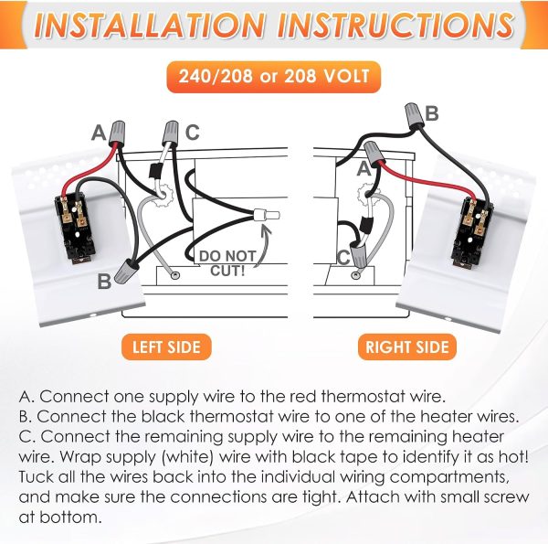 Feekoon Built in Thermostat for Cadet Heater 22 Amp Single Pole Metal-4