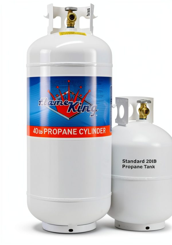 Flame King YSN401 Steel Propane Tank Cylinder With Overflow Protection Device Valve, 40 Lb, White-4