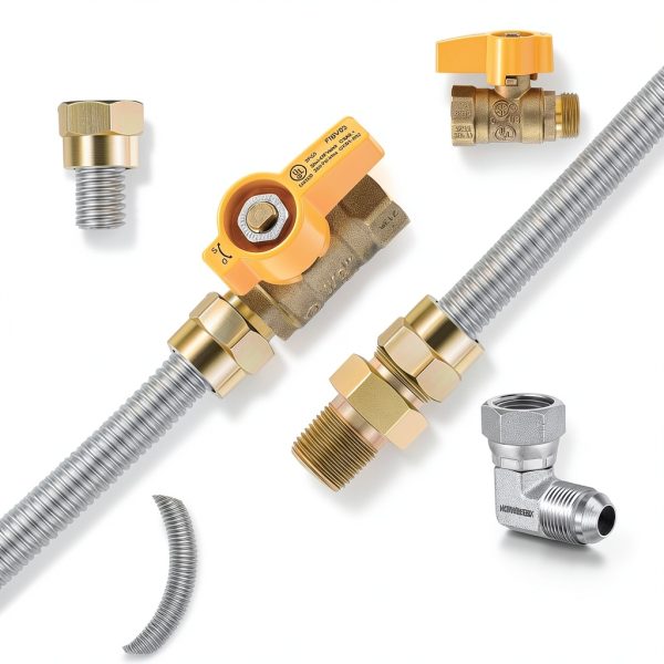 Gas Hose Connector Saillong 48 Inch Hook Up Kit with On/Off Valve-3