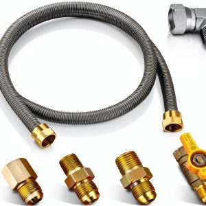 Gas Hose Connector Saillong 48 Inch Hook Up Kit with On/Off Valve-0