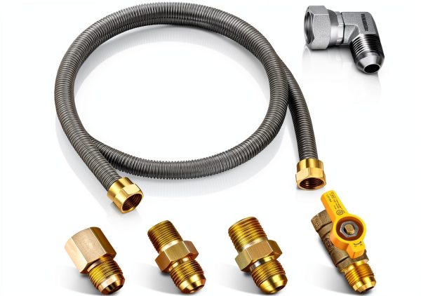 Gas Hose Connector Saillong 48 Inch Hook Up Kit with On/Off Valve-0
