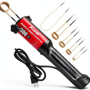Induction Heater 1300W 110V Bolt Removal,Handheld Magnetic Induction Heater Tool with 5 Coils for Rusty Screw Removing,Red-0