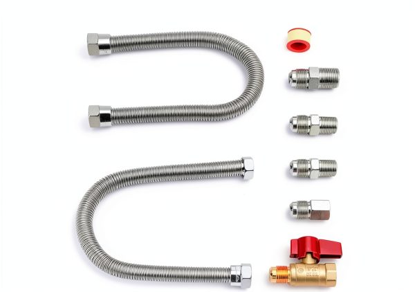 Stanbroil One Stop Gas Appliance Hook Up Kit - Brass Gas Ball Valve and Flexible Gas Connector with Fittings for Garage Heaters, Gas Stoves, Wall Mounted Heaters, Gas Fireplace and Gas Dryer-3
