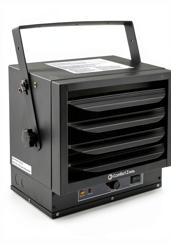 Comfort Zone Hard-Wired Ceiling Mount Garage Electric Space Heater, Fan-Forced, 5,000 watt, 240 volt, Overheat Protection, Thermal Cut-Out Switch, Ideal for Workshop & Garage, ETL Compliant, CZ220BK-0