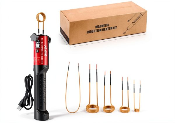 Induction Heater 1300W 110V Bolt Removal,Handheld Magnetic Induction Heater Tool with 5 Coils for Rusty Screw Removing,Red-1