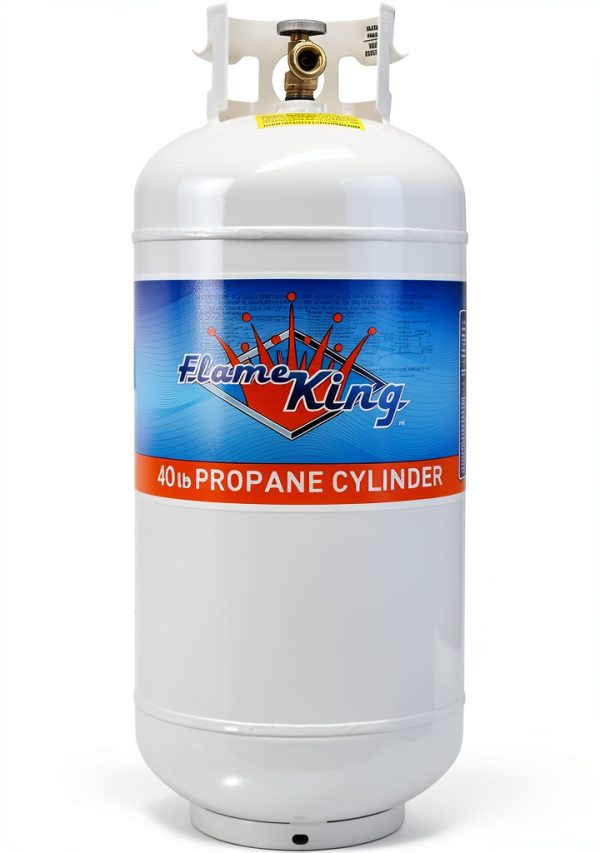 Flame King YSN401 Steel Propane Tank Cylinder With Overflow Protection Device Valve, 40 Lb, White-0