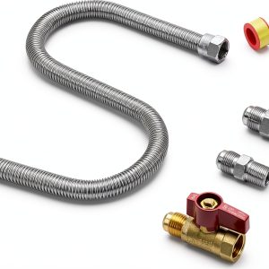 Stanbroil One Stop Gas Appliance Hook Up Kit - Brass Gas Ball Valve and Flexible Gas Connector with Fittings for Garage Heaters, Gas Stoves, Wall Mounted Heaters, Gas Fireplace and Gas Dryer-0