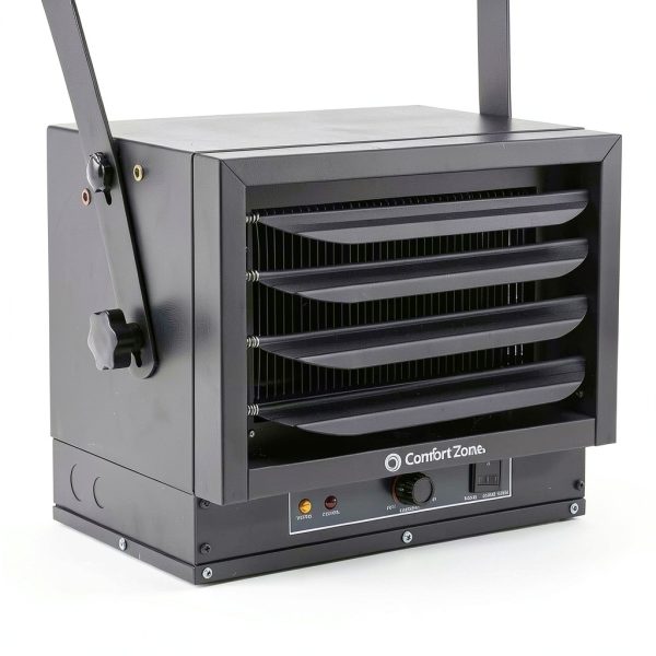 Comfort Zone Hard-Wired Ceiling Mount Garage Electric Space Heater, Fan-Forced, 5,000 watt, 240 volt, Overheat Protection, Thermal Cut-Out Switch, Ideal for Workshop & Garage, ETL Compliant, CZ220BK-3