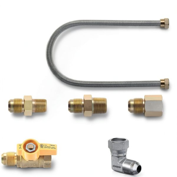 Gas Hose Connector Saillong 48 Inch Hook Up Kit with On/Off Valve-1